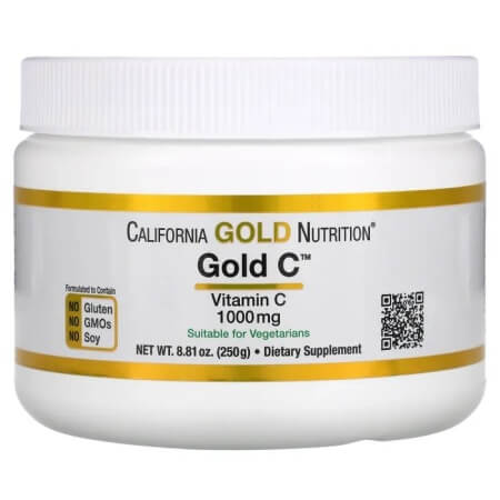 Витамин C порошок California Gold Nutrition Gold C Powder 1000 мг, 250 г california gold nutrition matcha road матча витамин c набор пробников 3 шт