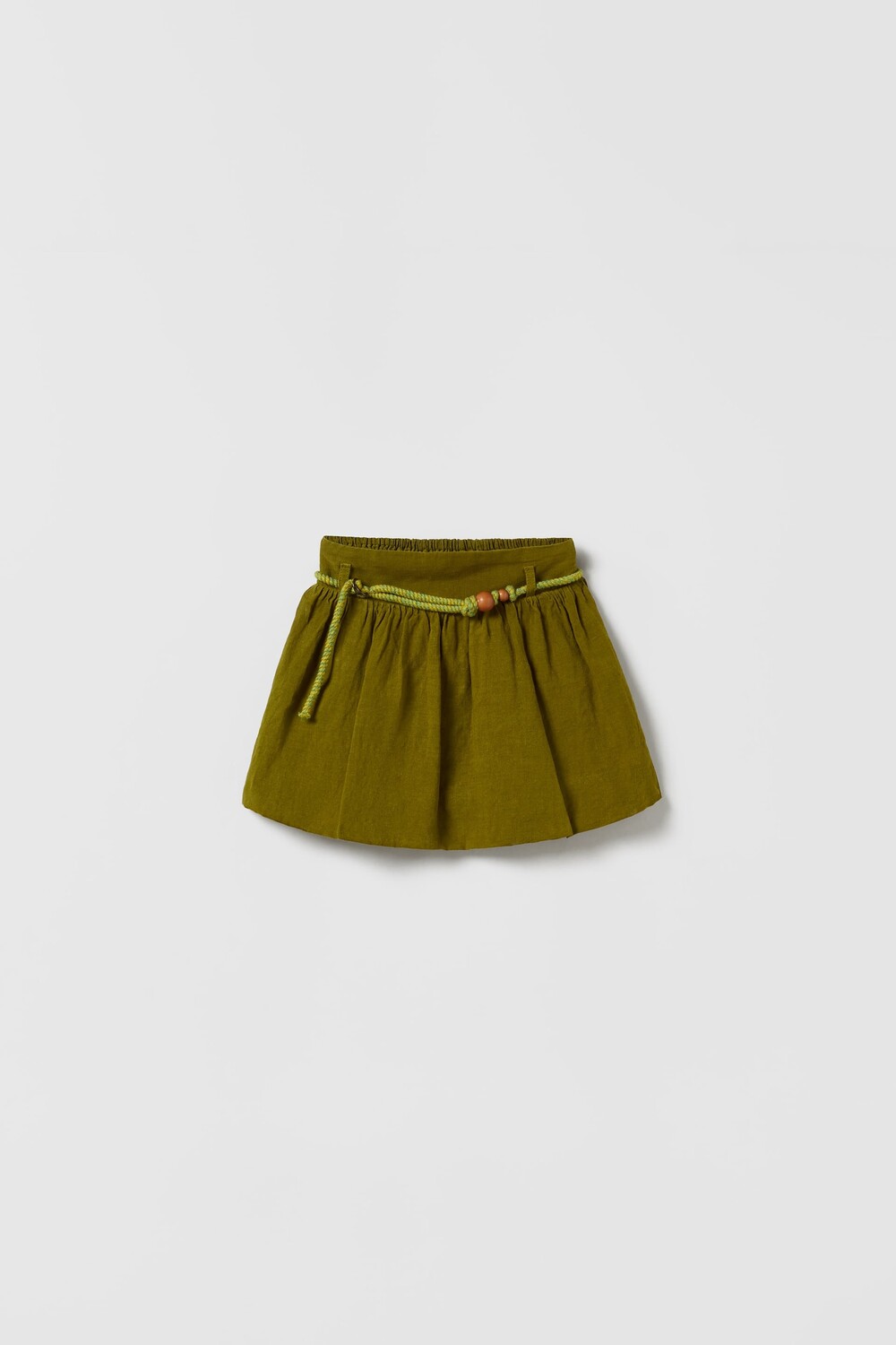 

Льняная юбка-баллон с поясом Zara, зеленый