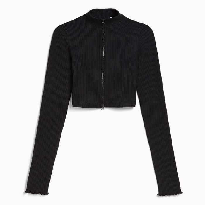 

Кардиган Bershka Cropped High Neck Zip Up, серый