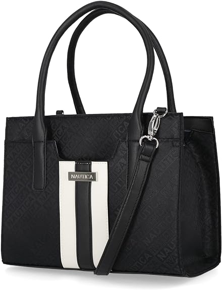 Женская сумка-портфель Nautica Sandy Jr. Top Handel со съемным ремешком через плечо, черный жаккард