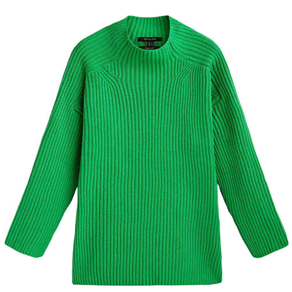 

Джемпер Massimo Dutti High Neck With Side Vents, зеленый