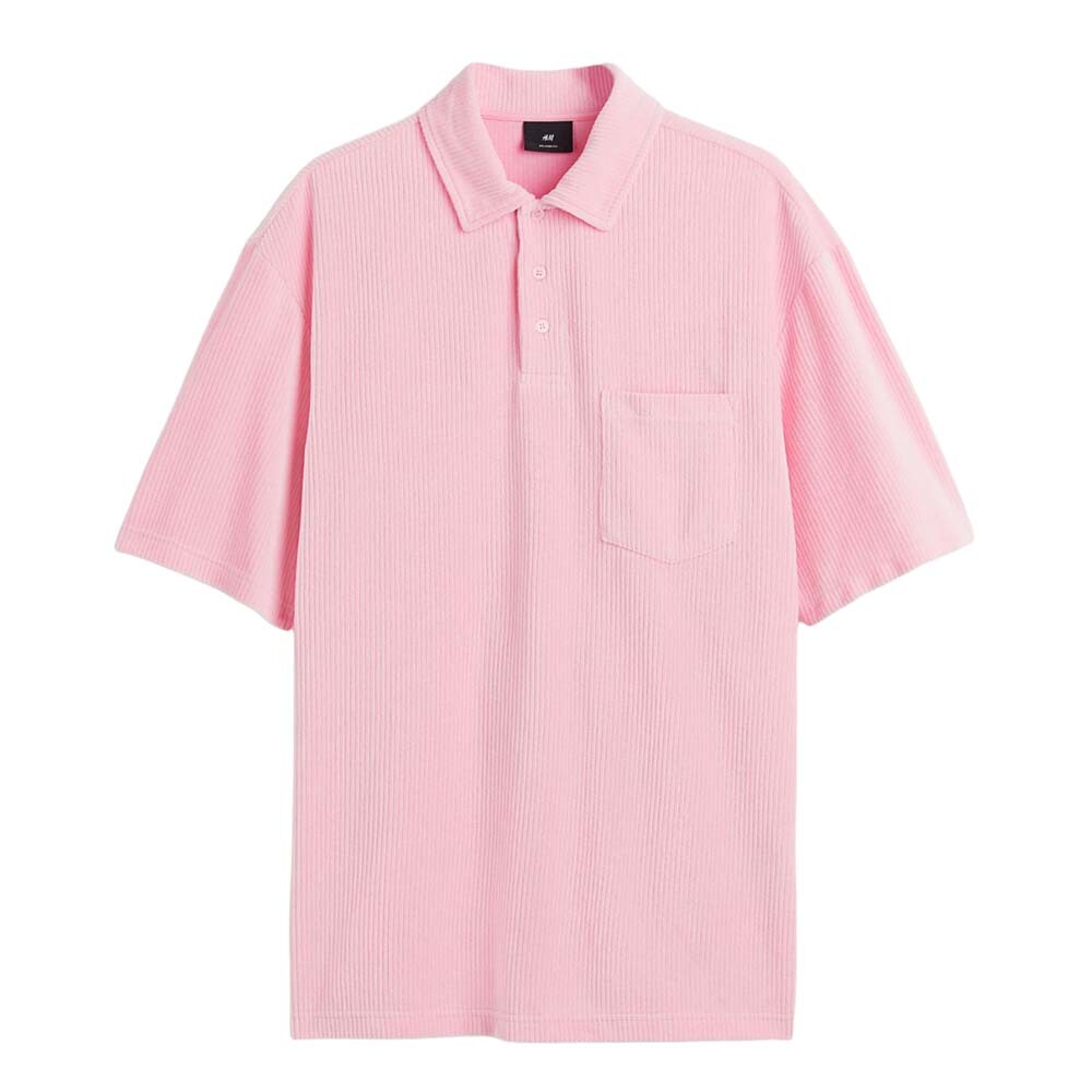 

Поло H&M Relaxed Fit Velour, розовый