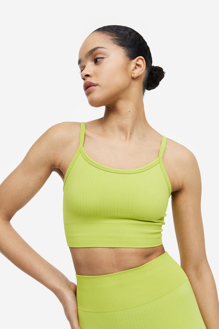 

Спортивное бра DryMove с легкой поддержкой H&M, зеленый лайм