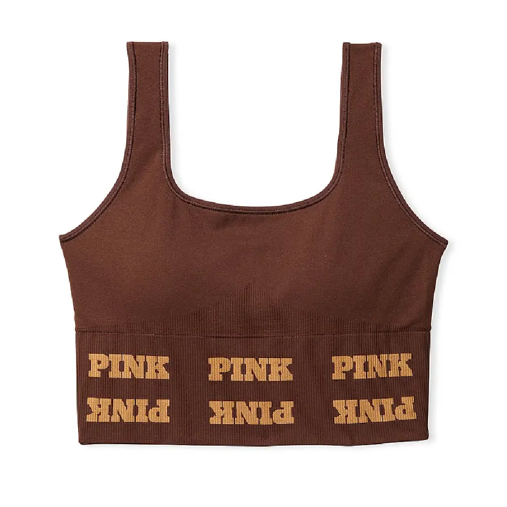 

Топ спортивный Victoria's Secret Pink Seamless Logo, коричневый