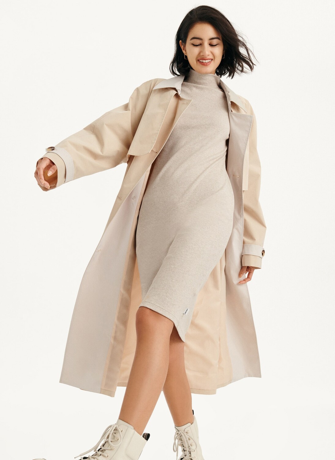 

Тренч с цветными блоками DKNY, Серый