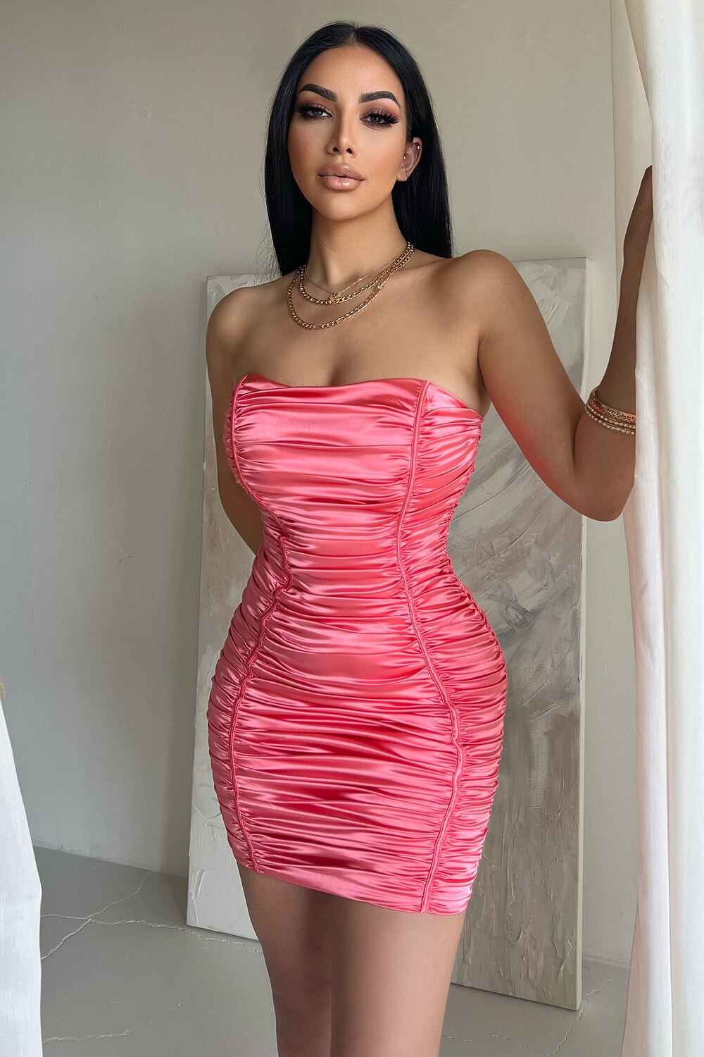

Мини платье Fashion Nova 73813, коралловый, Красный