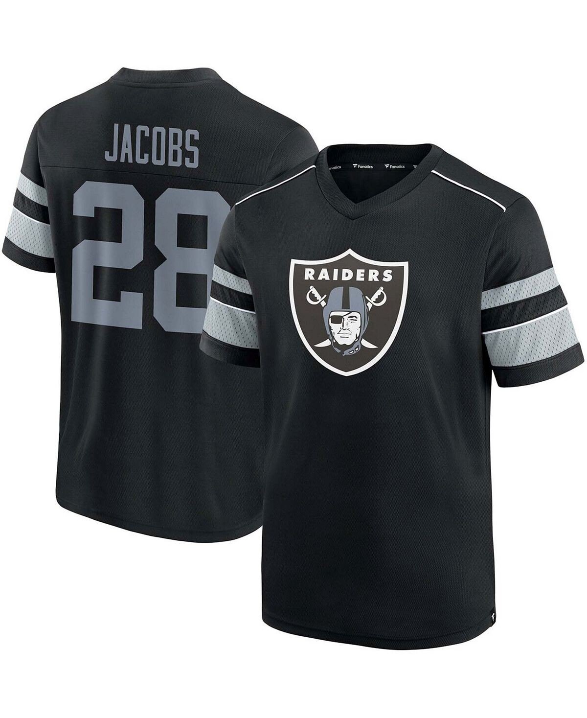 

Мужская футболка josh jacobs black las vegas raiders hashmark name and number с v-образным вырезом Fanatics, черный