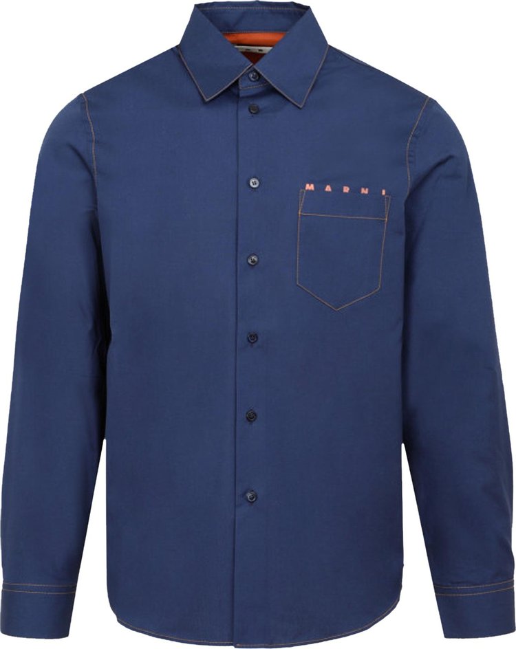 Рубашка Marni Long-Sleeve Shirt 'Blublack', синий