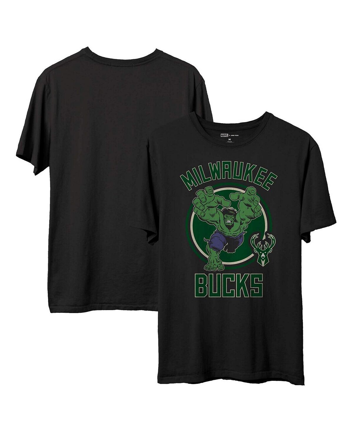 

Мужская черная футболка milwaukee bucks nba x marvel Junk Food, черный