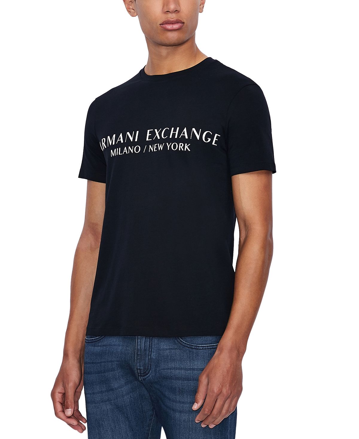 Мужская футболка с логотипом milano new york и логотипом A|X Armani  Exchange, синий