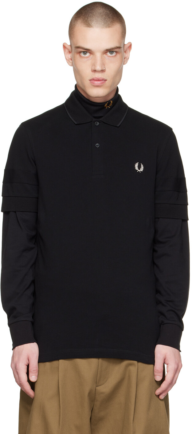 

Черная футболка-поло со вставками на рукавах Fred Perry, Черный