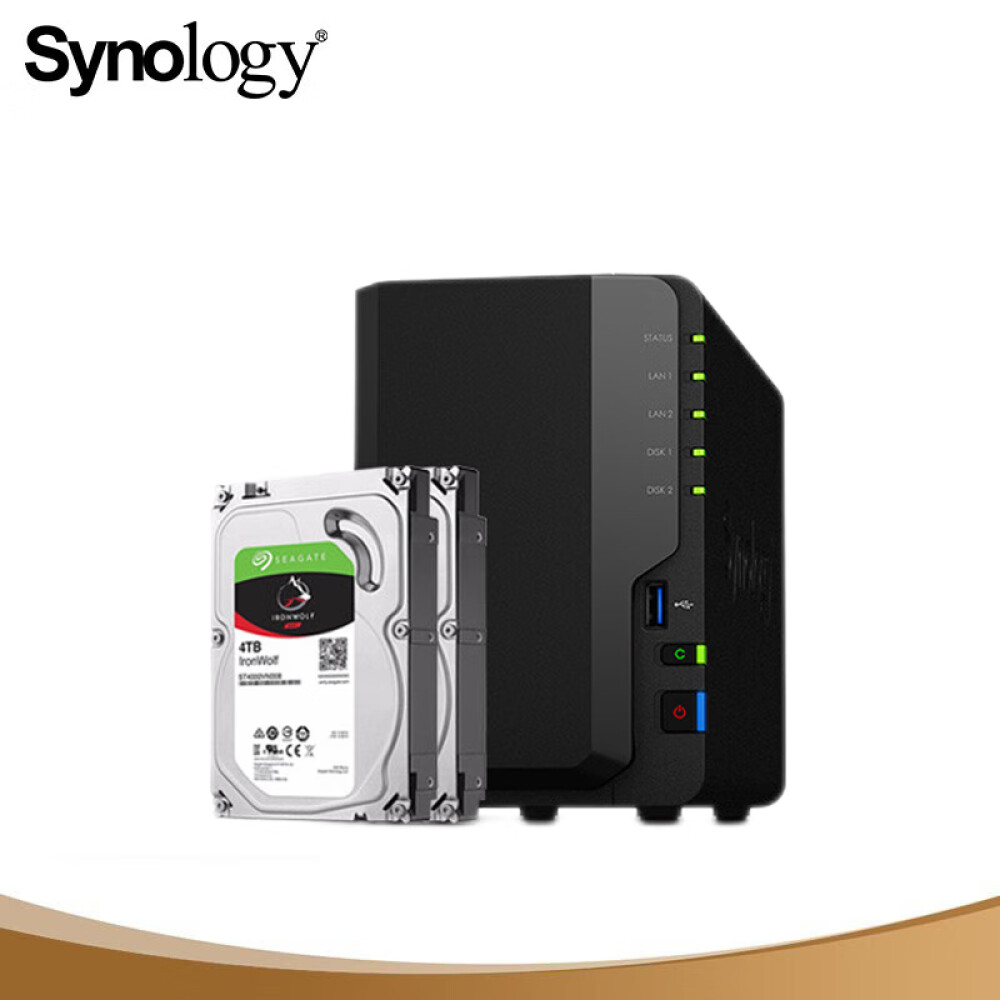 Сетевое хранилище Synology DS220+ с 2 отсеками с Seagate IronWolf ST4000VN006 емкостью 4 ТБ сетевое хранилище synology ds723 с 2 отсеками seagate pro емкостью 12 тб