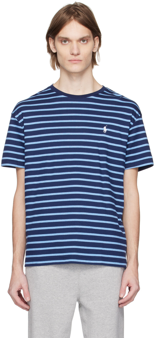 

Сине-темно-синяя полосатая футболка Polo Ralph Lauren