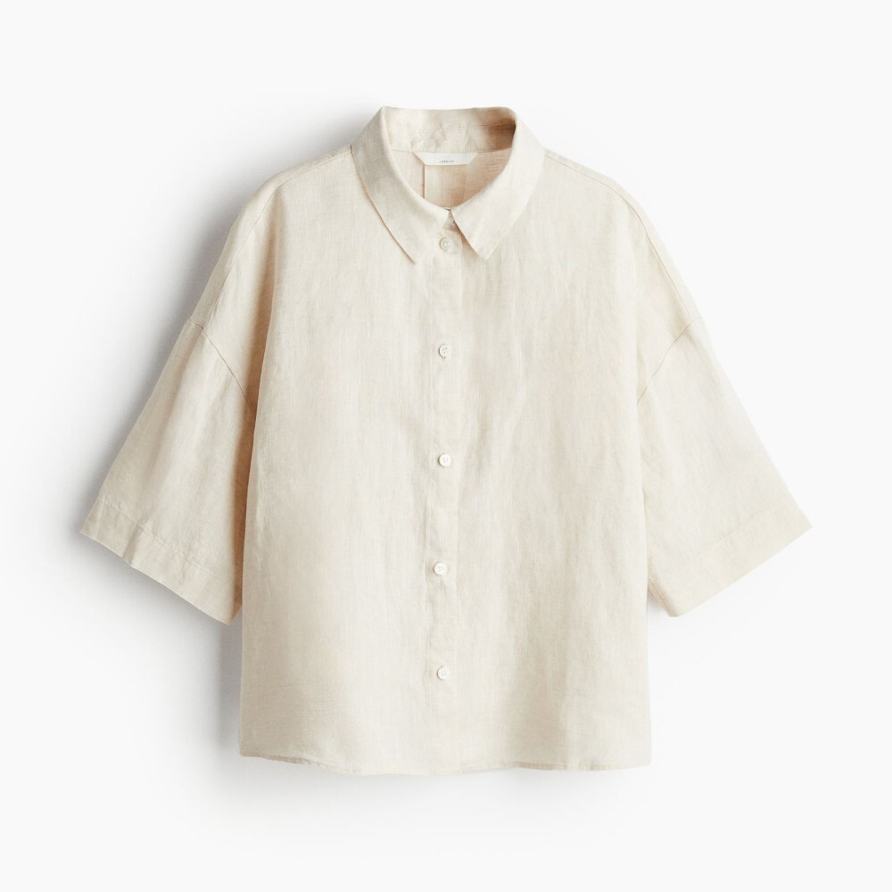 

Рубашка H&M Linen, светло-бежевый