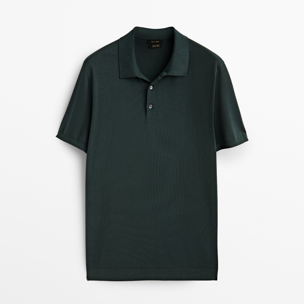 

Свитер Massimo Dutti Short Sleeve Cotton Polo, зеленый