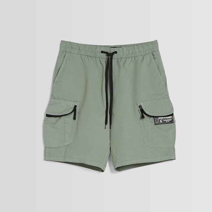 

Шорты Bershka Cotton Cargo Bermuda, хаки