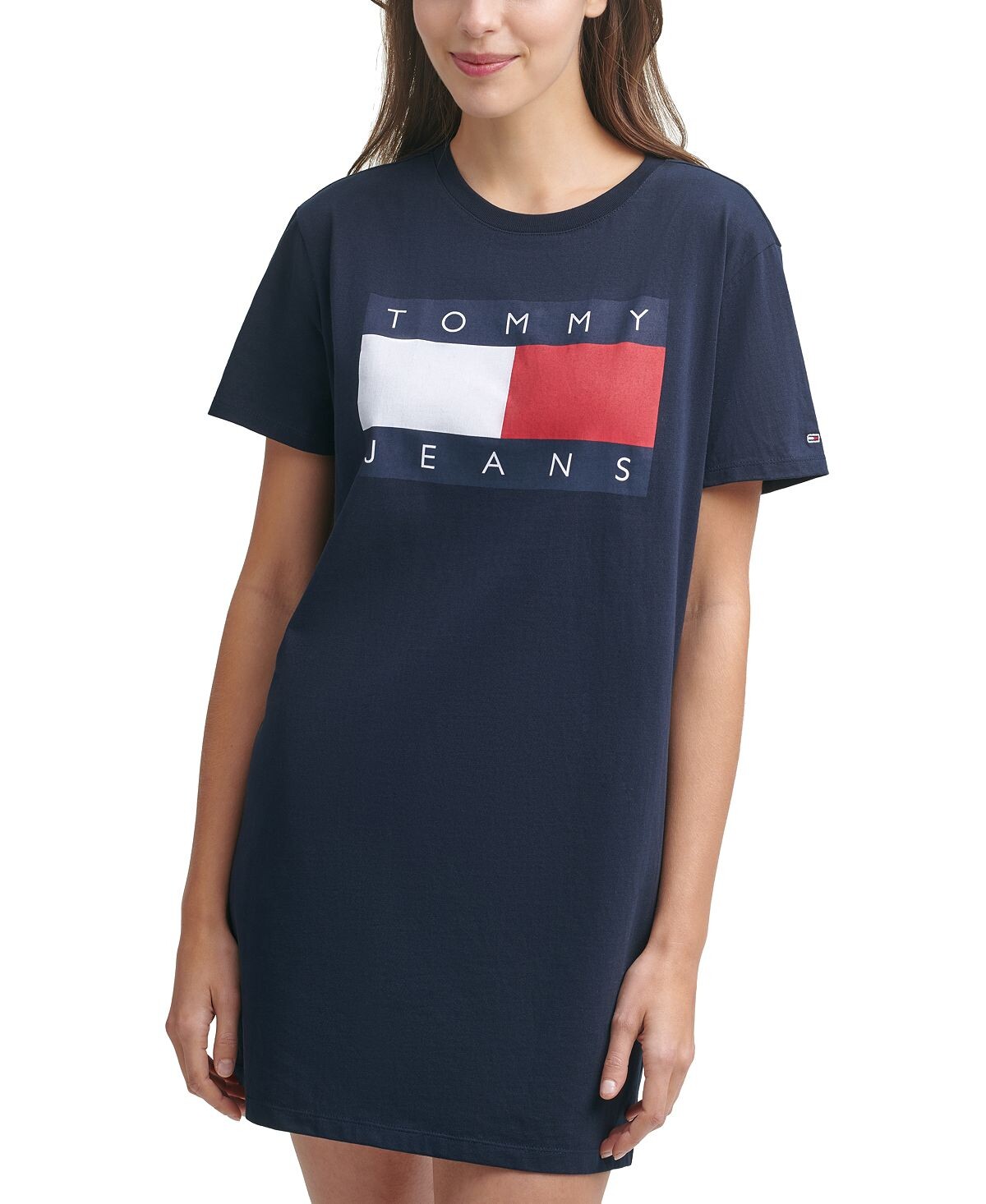 

Хлопковое платье-футболка с логотипом Tommy Jeans, мульти