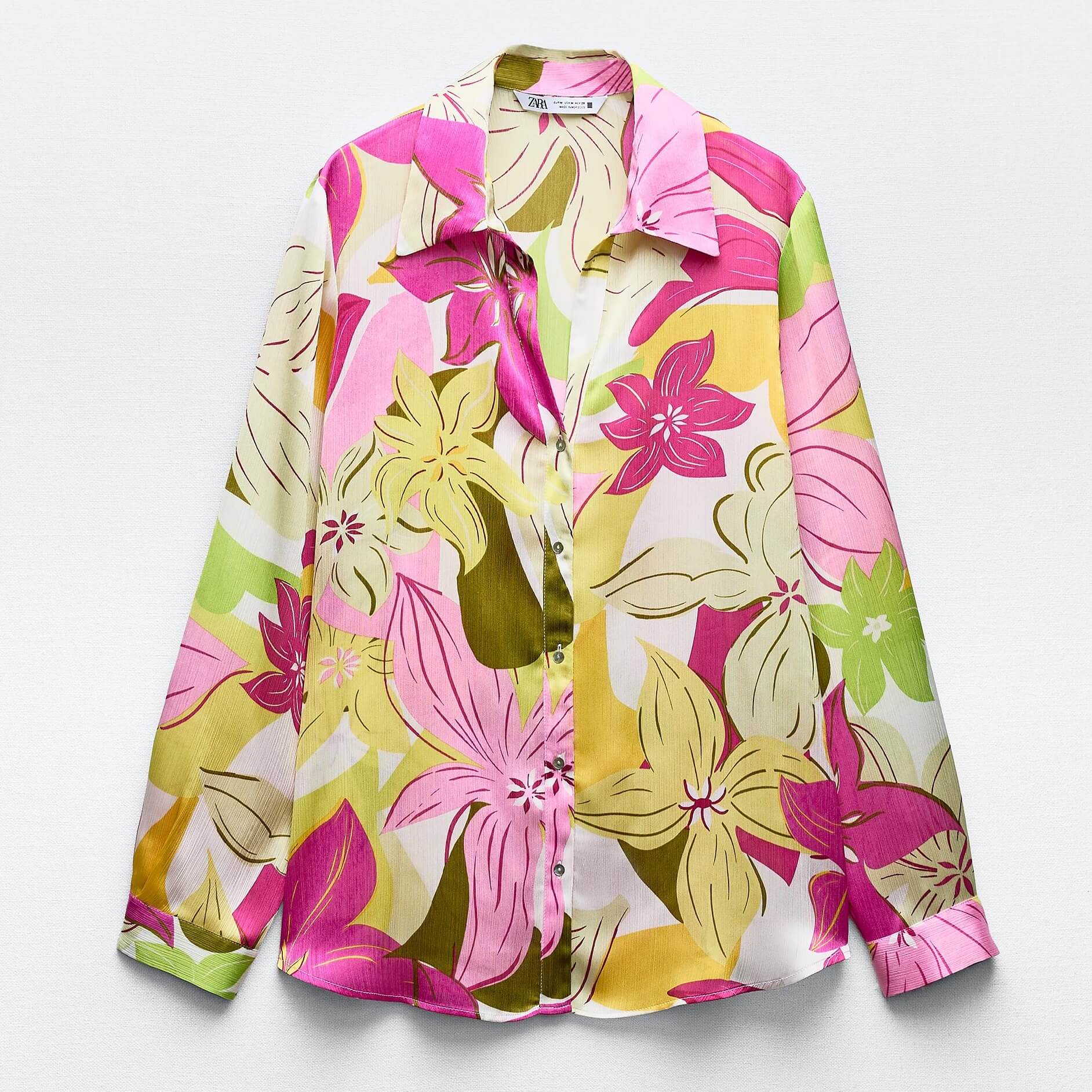 Рубашка Zara Floral Print, мультиколор топ zara camisole floral print мультиколор