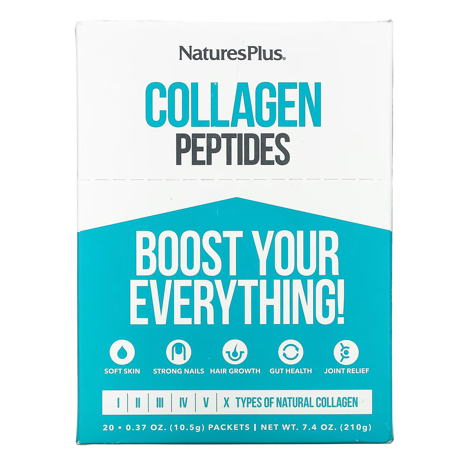 NaturesPlus, Пептиды коллагена, 20 пакетиков, 0,37 унции (10,5 г) каждый naturesplus пептиды коллагена ваниль 364 г 0 8 фунта