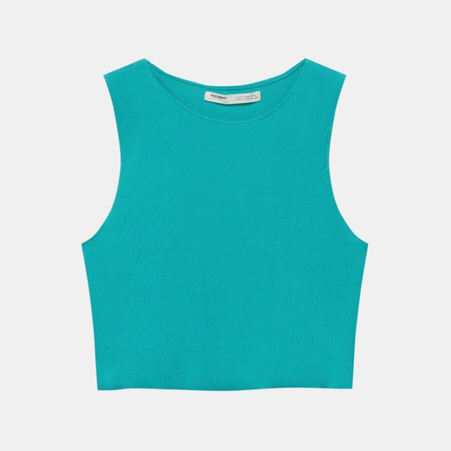 

Топ Pull&Bear Ribbed, бирюзовый