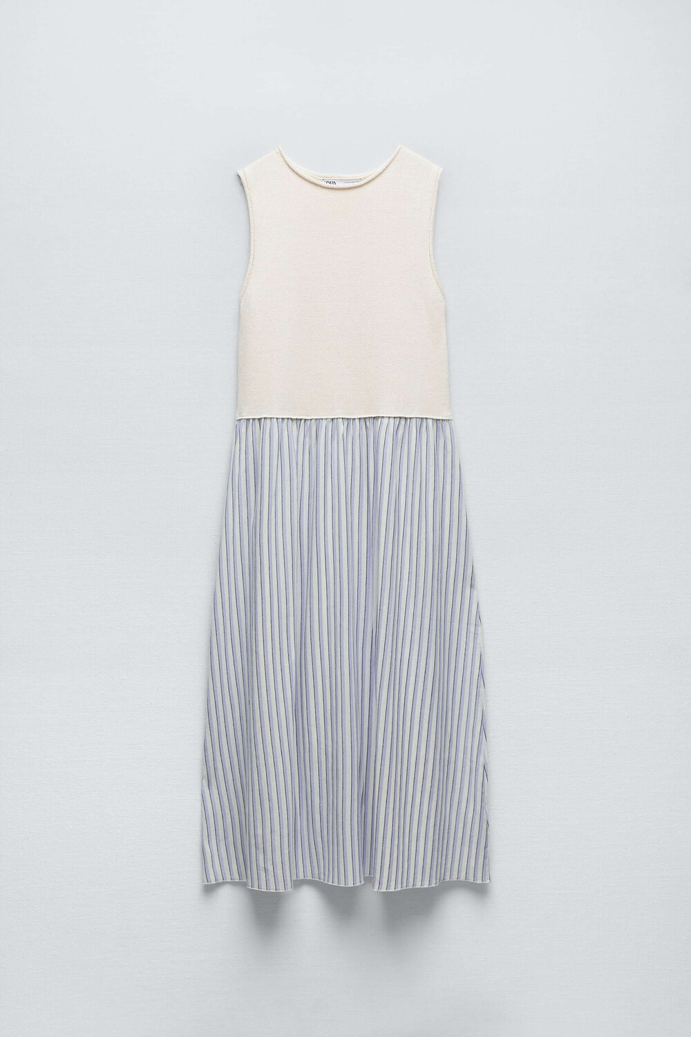 

Платье Zara Knit, экрю/синий