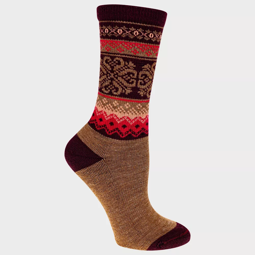 

Носки женские Alpine Fair Isle Wool Blend Heavyweight Crew Socks от Alaska Knits, цвет Burgundy