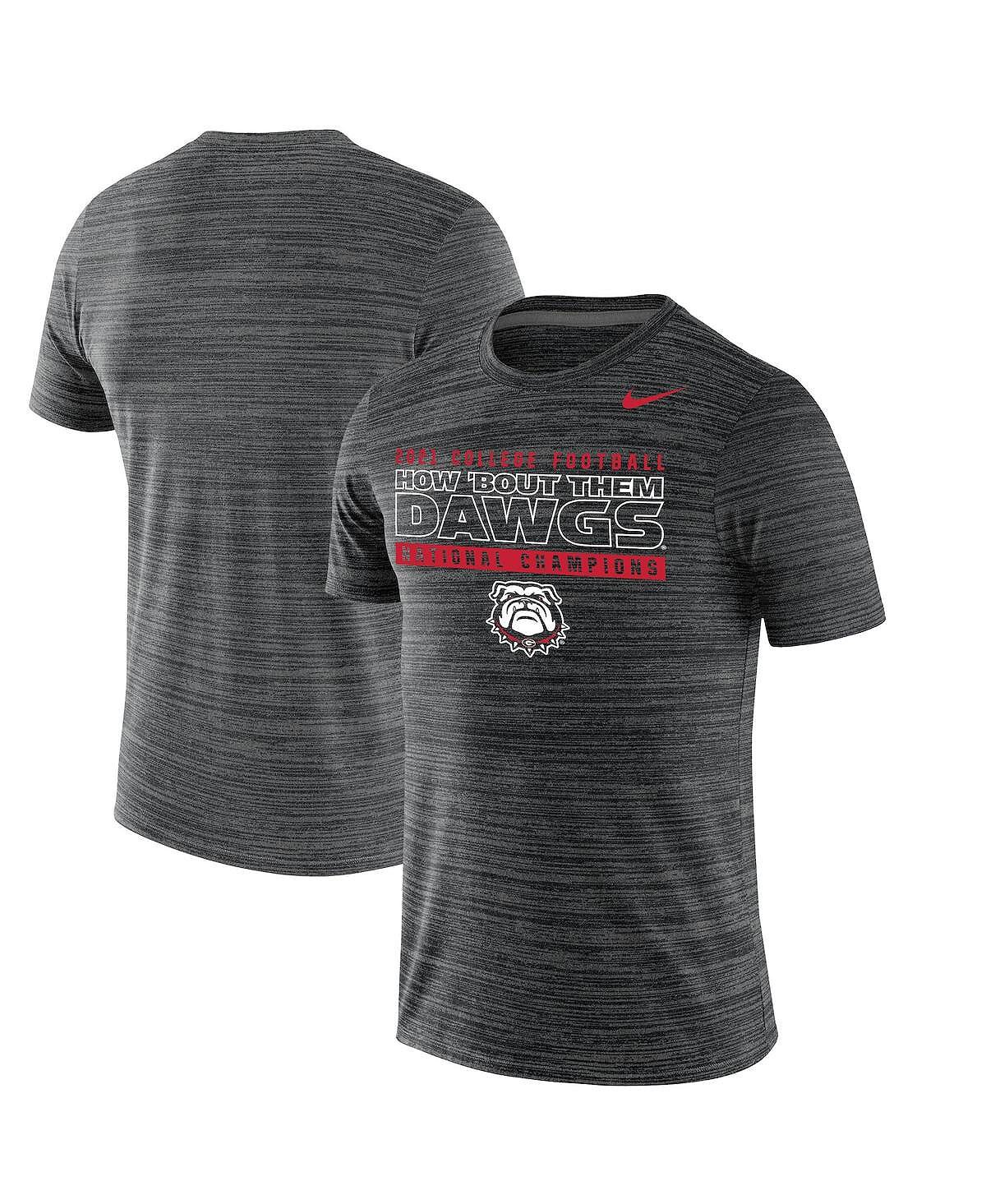 

Мужская футболка heathered charcoal georgia bulldogs college football playoff 2021 national champions mantra velocity Nike, мульти