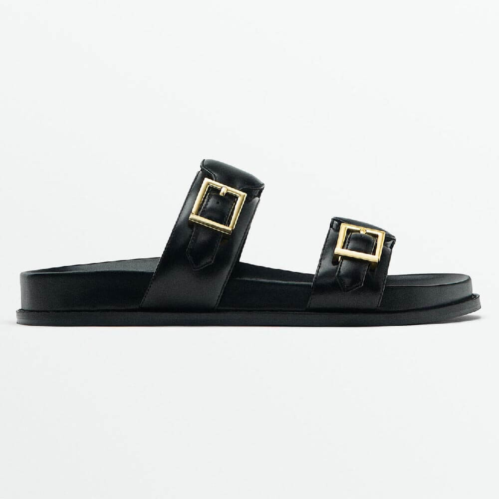 

Шлепки Massimo Dutti With Two Buckles, черный