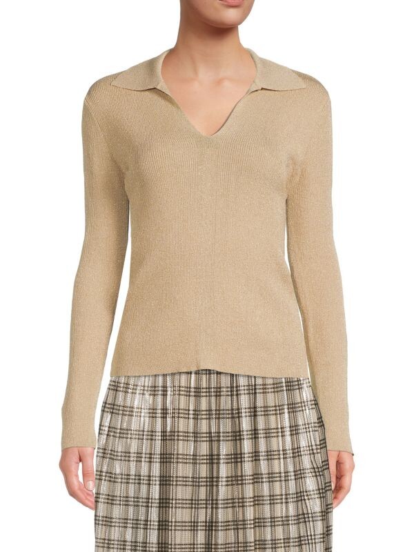 

Свитер поло с эффектом металлик Calvin Klein Beige