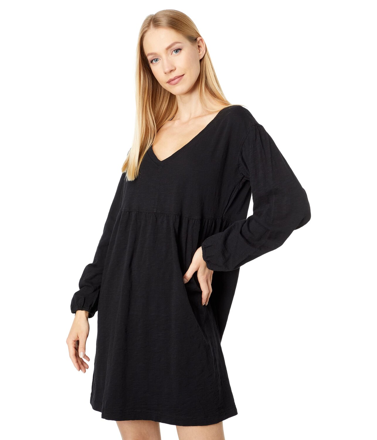 

Платье Mod-o-doc, Slub Jersey 3/4 Sleeve V-Neck Dress