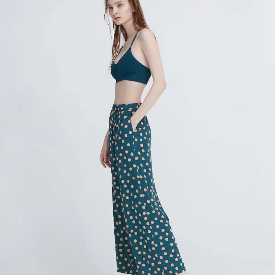 

Брюки Uniqlo Princesse Tam Tam Viscose Printed Gaucho, темно-синий