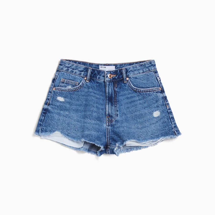 

Шорты Bershka Vintage Ripped Denim, синий