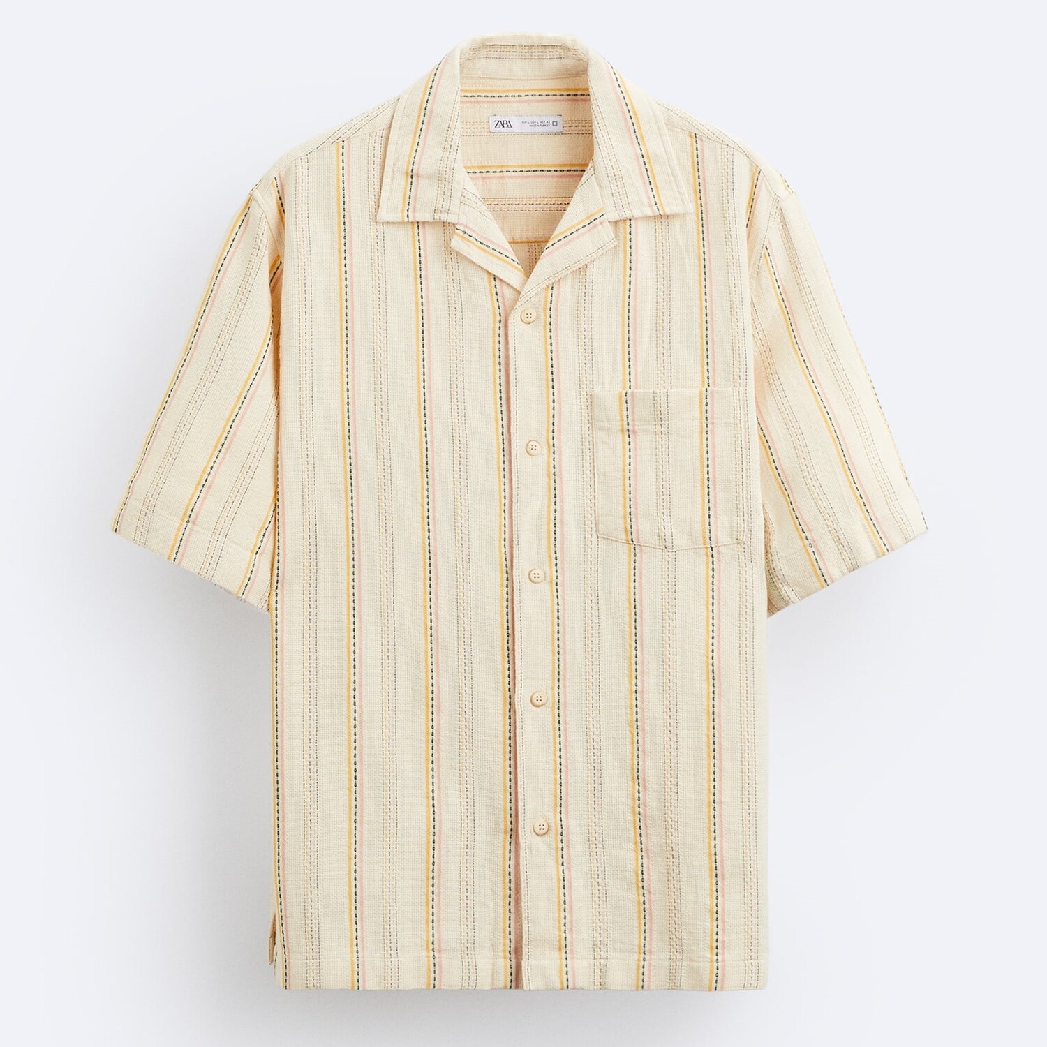 

Рубашка Zara Striped Jacquard, светло-бежевый