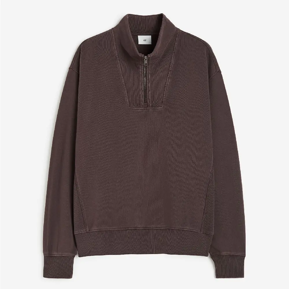 

Свитшот H&M Loose Fit Half-zip, темно-коричневый