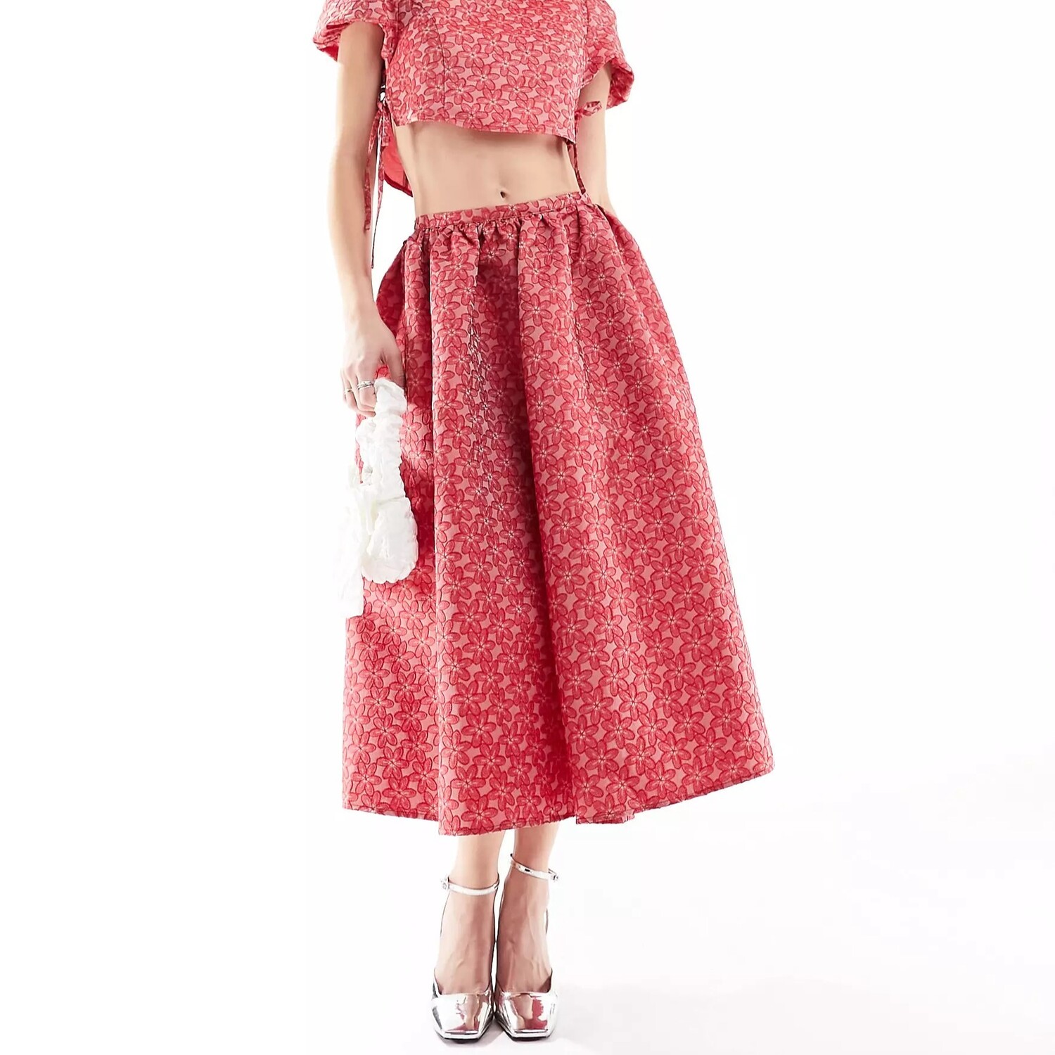 

Юбка Sister Jane Flower Power Jacquard Midi, красный