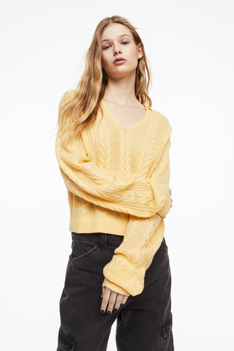 

Свитер с воротником H&M, светло-желтого