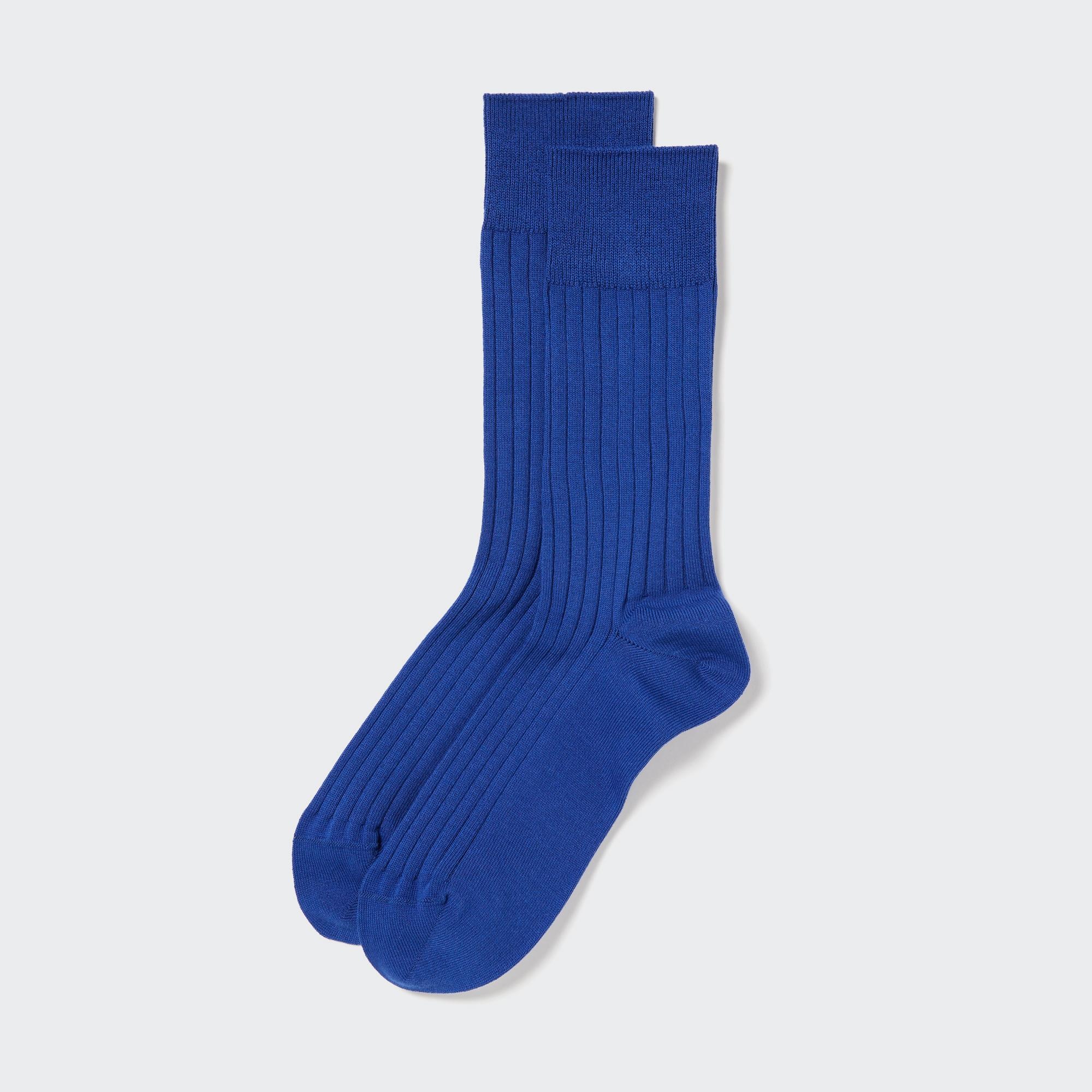 Хлопковые носки в рубчик Supima UNIQLO, синий хлопковые носки supima в ребрику uniqlo черный