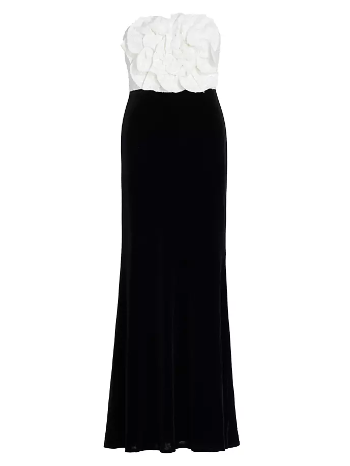 

Платье без бретелек с розовыми пайетками Badgley Mischka, белый, Розовый