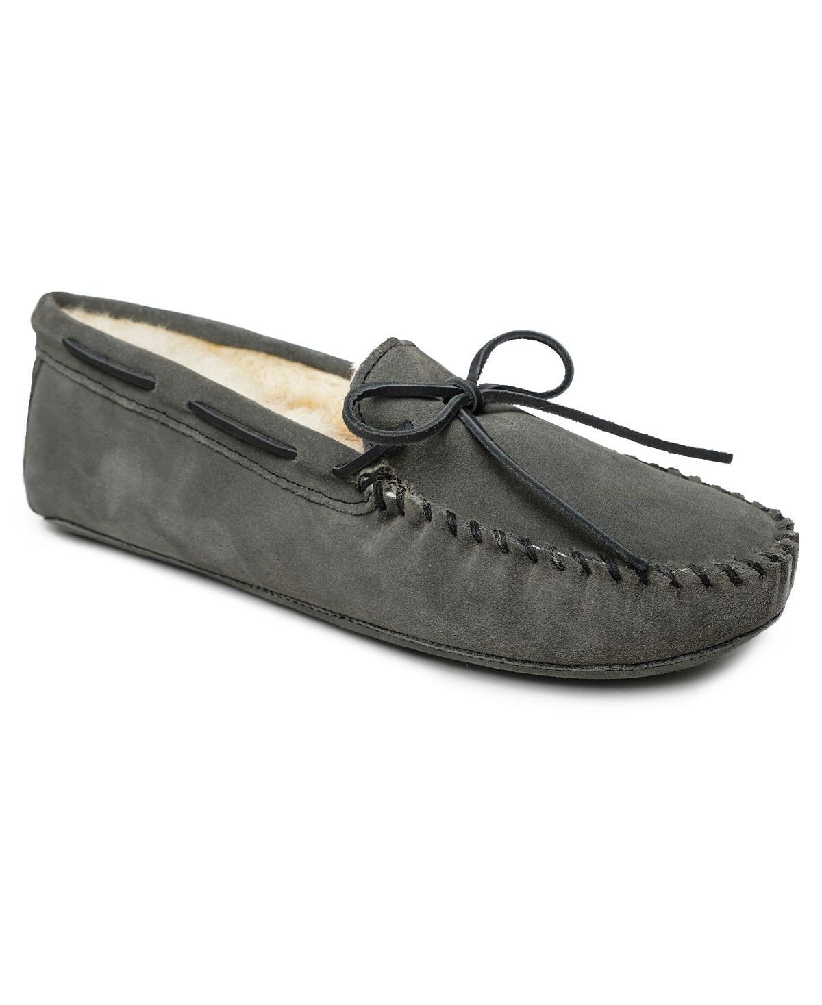 

Мужские тапочки-мокасины из овчины с мягкой подошвой Minnetonka, серый