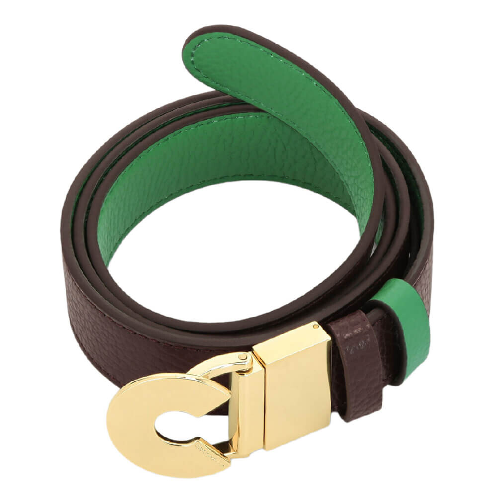 

Ремень Coccinelle Grained Leather Logo C Reversible, зеленый/коричневый