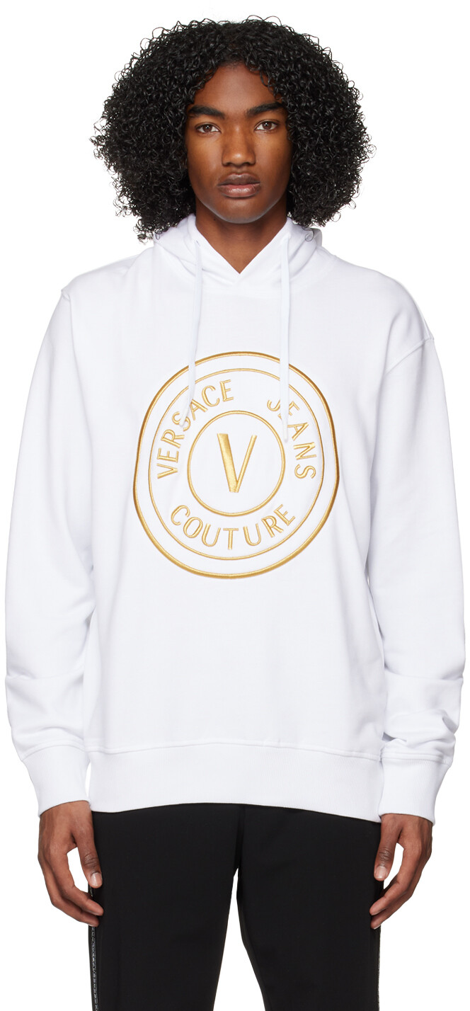 

Худи белого цвета с V-образной эмблемой Versace Jeans Couture, Белый, Худи белого цвета с V-образной эмблемой Versace Jeans Couture