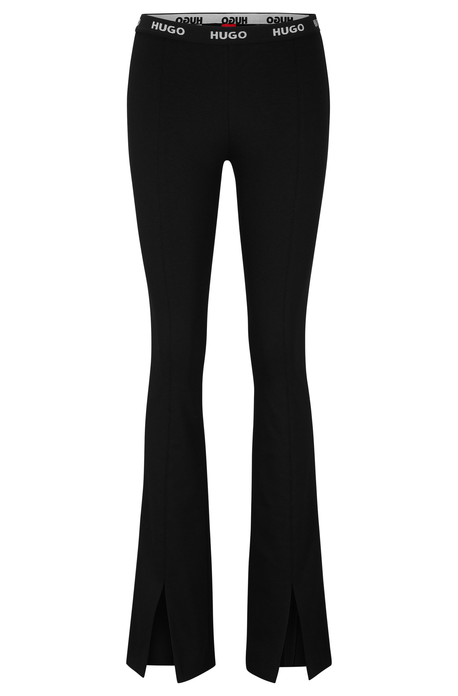 Брюки Hugo Boss Slim-fit Trousers In Stretch Fabric With Slit Hems, черный