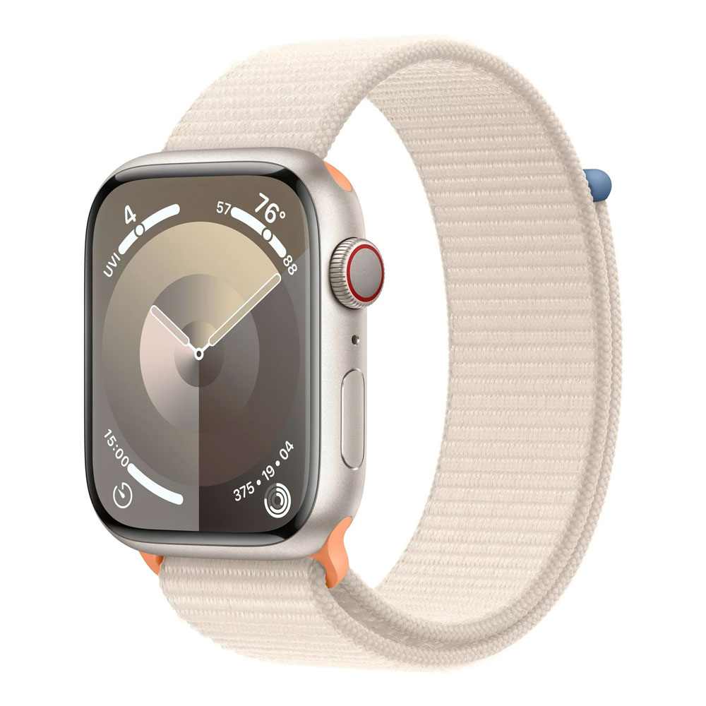 Умные часы Apple Watch Series 9 (GPS + Cellular), 45мм, Starlight Aluminum Case/Starlight Sport Loop - Onesize умные часы apple watch series 8 gps cellular 45 мм алюминий starlight starlight