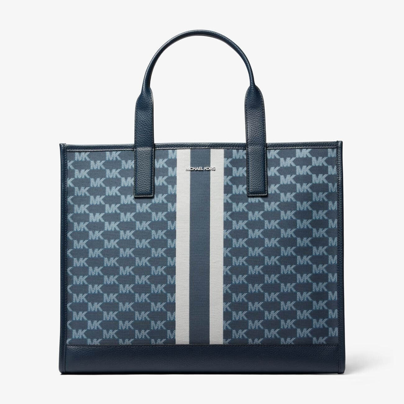 

Сумка-тоут Michael Michael Kors Cooper Striped Logo Jacquard, синий