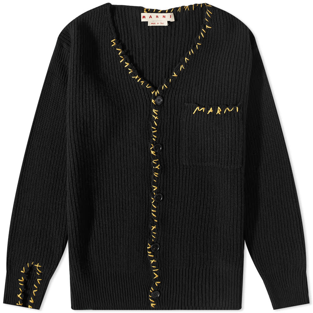 

Джемпер Marni Sheltland Wool Repair Logo Cardigan, Черный