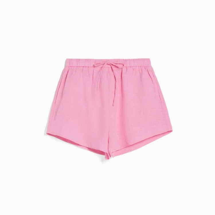 

Шорты Bershka Rustic With Shirring, розовый