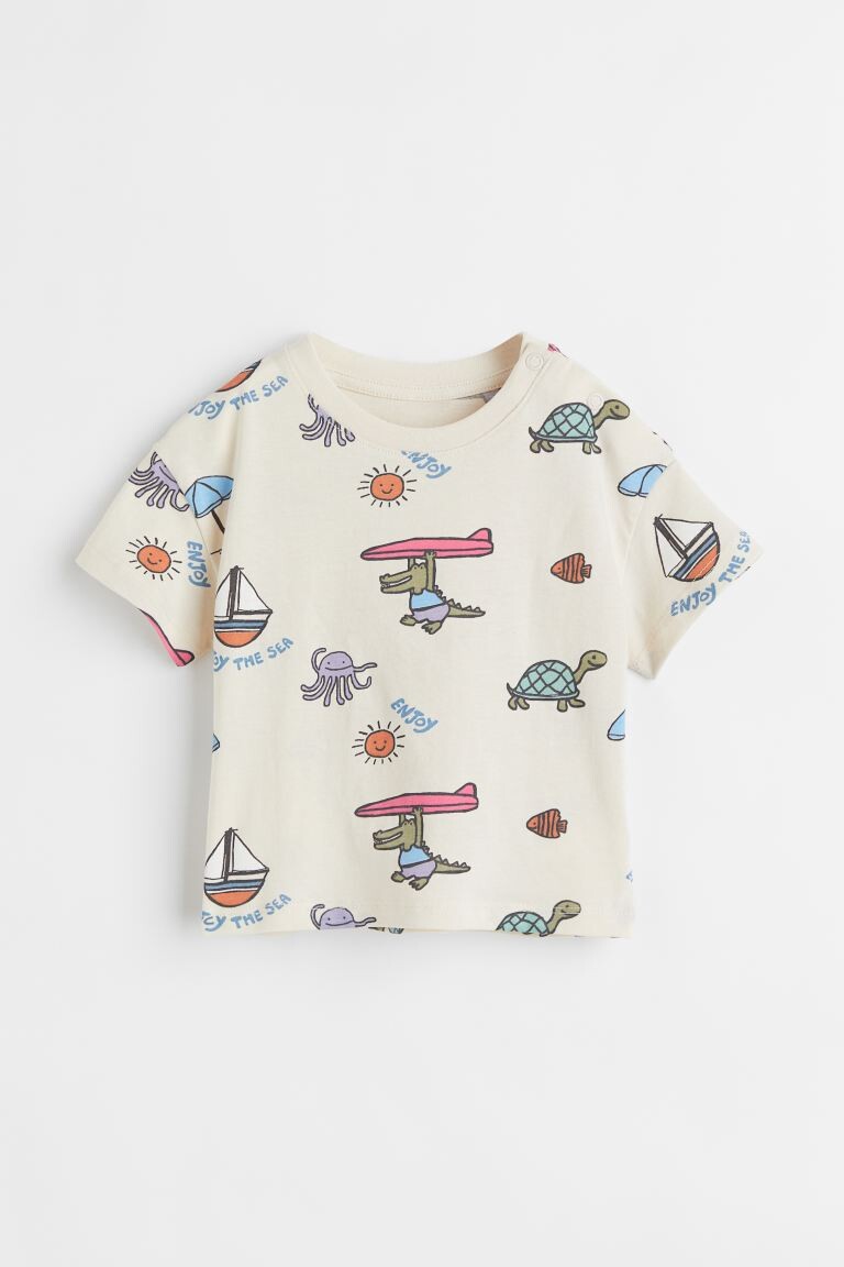 

Хлопковая футболка H&M, кремовый/пляжный