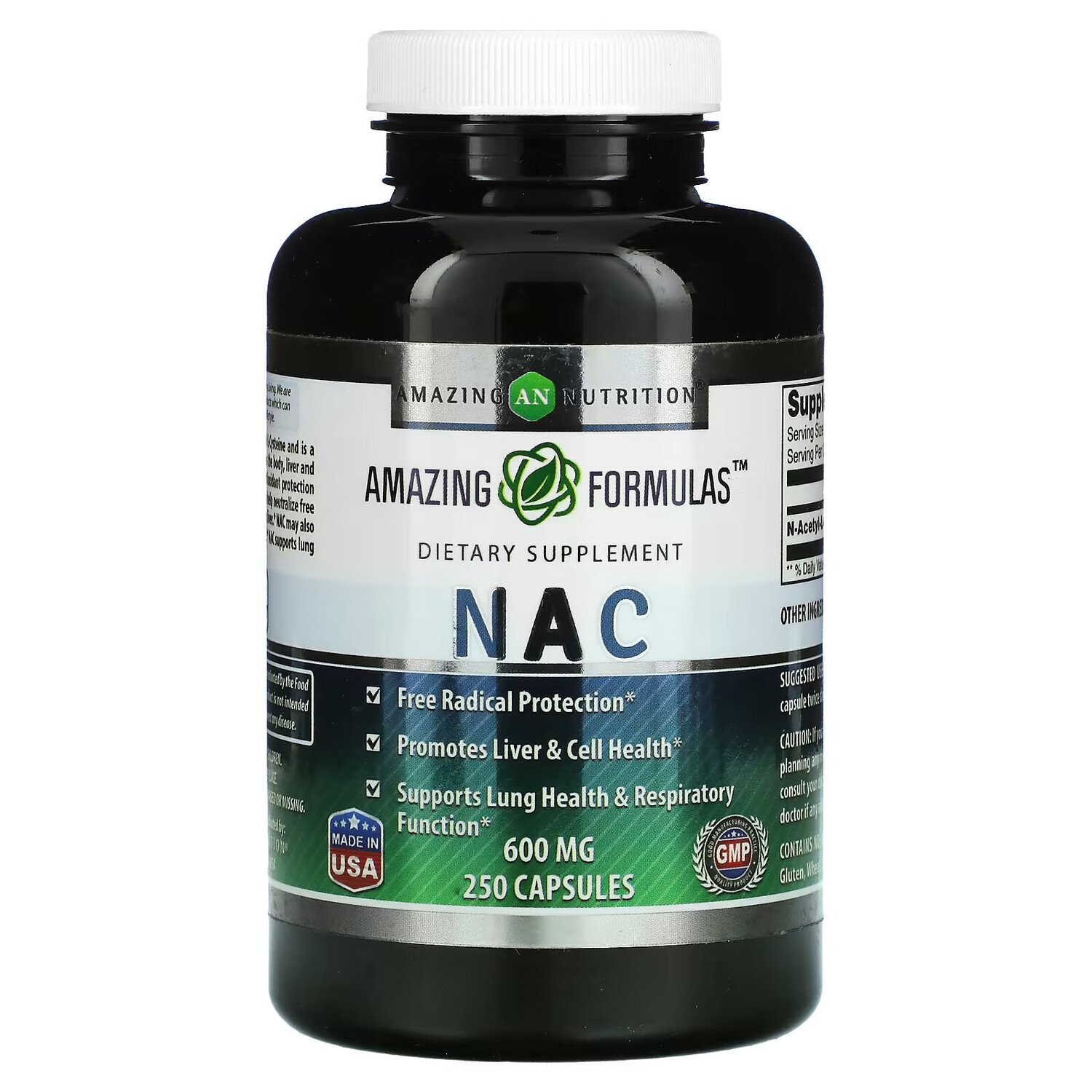 

Amazing Nutrition, NAC, 600 мг, 250 капсул