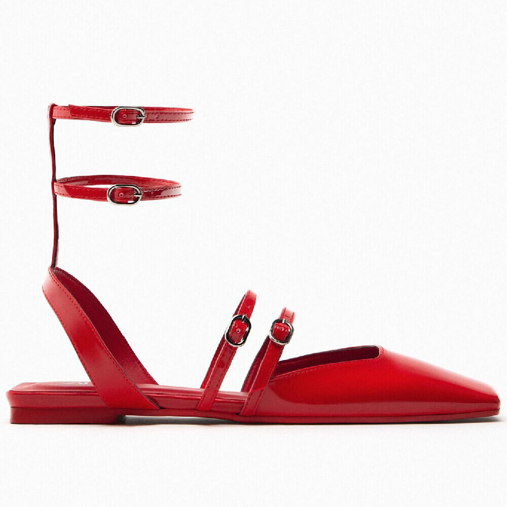 

Босоножки Zara Patent Finish Slingback Straps, красный