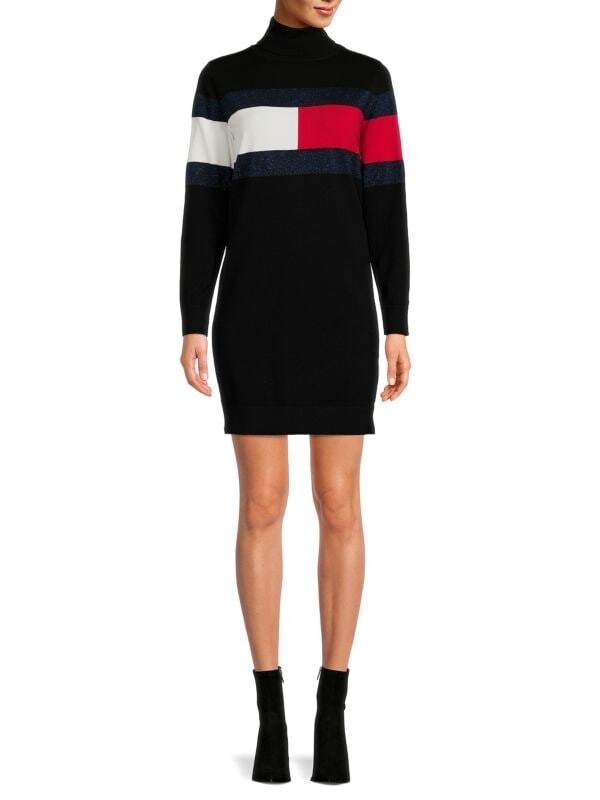 

Платье-свитер с логотипом и водолазкой Tommy Hilfiger Black